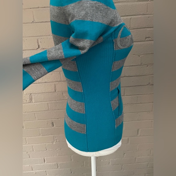 GUESS striped zip front sweater hoodie XS - Picture 8 of 15